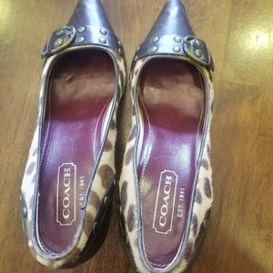 COACH heels animal print and leather pumps